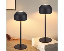 NETTLIFE Tafellamp LED - 2 Stuks - zwart - Touch Dimbaar - In hoogte verstelbaar - Draagbare - Draadloos Nachtlamp - USB Oplaadbaar - 3 Kleurtemperaturen - voor binnen en buiten - voor Eetkamer | Slaapkamer | woonkamer | Hotel