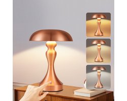 NETTLIFE Tafellamp LED draadloze - Vintage - roodachtig brons - met 1800 mAh batterij - Touch Dimbaar - Bedlamp met USB oplaadbare - 2 stuks - voor vensterbank | woonkamer | slaapkamer