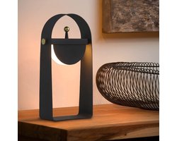 NETTLIFE Tafellamp LED - Zwart - draagbaar Nachtlampje - 3000K Warm Wit Licht - met oplaadfunctie - helderheid instelbaar - sfeerlicht op batterijen - voor Slaapkamer | Café | Camping | Woonkamer