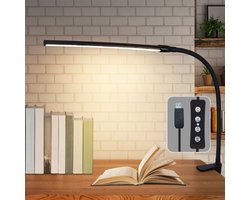 NETTLIFE Tafellamp LED - zwart - Flexibel Klemlamp - 3000-6500K Dimbaar - LED Bureaulamp - 5W - Daglicht Wit - 3 Kleurtemperaturen - 5 Helderheidsniveaus - USB Oplaadbaar - voor slaapkamer | woonkamer | Werkkamer
