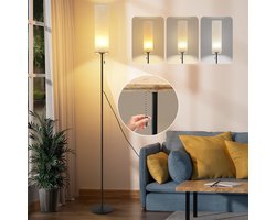 NETTLIFE Vloerlamp LED - Beige - met Stof Lampkap - 3000K-6500K Dimbaar - Vintage Staande Lampen - 4W Leeslamp - voor Slaapkamer | Woonkamer | Studie | Kinderkamer - 10.5cm