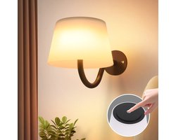 NETTLIFE Wandlamp - Akku - Touch dimbaar - Zwart - LED-Wandlampen - Draadloze Wandlampen - Modern Binnenverlichting - voor Badkamer | Hal | Slaapkamer | Woonkamer | Trappenhuis