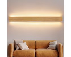 NETTLIFE Wandlamp binnen - hout - LED Wandverlichting - 100CM - 3000K Warm wit Licht - moderne Hallamp - op en neer ontwerp - indirect Traplamp - 36W - voor Woonkamer | Slaapkamer | Trap | Bed | Keuken