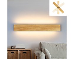 NETTLIFE Wandlamp binnen - hout - LED Wandverlichting - 52CM - 3000K Warm wit Licht - moderne hal lamp - op en neer ontwerp - indirect traplamp - 17W - voor Woonkamer | Slaapkamer | Trap | Bed | Keuken