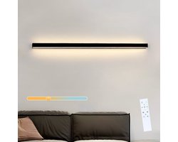 NETTLIFE Wandlamp Binnen LED - 100CM - zwart - 3000-6500K Dimbaar - moderne wandverlichting - lange hal lamp 15W - Metaal - slaapkamer lamp - voor Woonkamer | Keuken | Hotel
