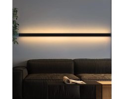 NETTLIFE Wandlamp Binnen LED - 100CM - zwart - moderne wandverlichting - 3000K Warm wit Licht - lange hal lamp 34W - Metaal - slaapkamer lamp - voor Woonkamer | Keuken | Hotel
