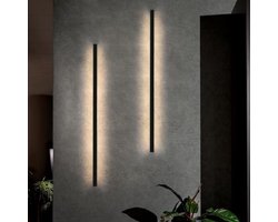 NETTLIFE Wandlamp Binnen LED - 2 Stuks - 100CM - zwart - moderne wandverlichting - 3000K Warm wit Licht - lange hal lamp 34W - Metaal - slaapkamer lamp - voor Woonkamer | Keuken | Hotel