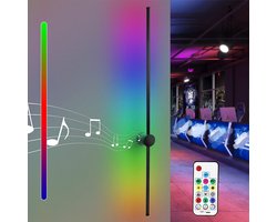 NETTLIFE Wandlamp Binnen LED - RGB - zwart - 100CM - muziek Design - draaibare hal lamp - modern slaapkamer lamp - met Afstandsbediening - voor Trappenhuis | woonkamer | Studeerkamer | Keuken