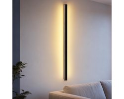 NETTLIFE Wandlamp LED - 100CM - Wandlamp Binnen - zwart - moderne wandverlichting - 3000K Warm wit Licht - lange hal lamp - 34W - Metaal - Slaapkamer lamp - voor Woonkamer | Keuken | Hotel