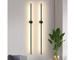 NETTLIFE Wandlamp LED - 2 Stuks - zwart - 100CM - Warm wit Licht 3000K - draaibare - lange Ganglamp - modern Trappenhuislamp - voor Slaapkamer | Woonkamer | Hal | Studeerkamer | Keuken