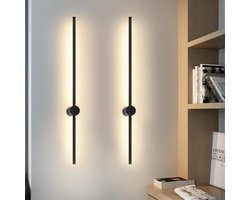 NETTLIFE Wandlamp LED - 2 Stuks - zwart - 60CM - Warm wit Licht 3000K - draaibare - lange Ganglamp - modern Trappenhuislamp - voor Slaapkamer | Woonkamer | Hal | Studeerkamer | Keuken