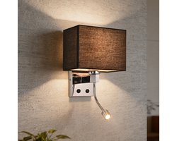 NETTLIFE Wandlamp LED binnen - 360° draaibaar - Vierkant stoffen kap - Modern design - Met schakelaar - Sfeervolle verlichting voor gang, slaapkamer & woonkamer