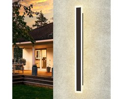 NETTLIFE Wandlamp LED Buitenwandlamp - 100cm - rechthoekig - Zwarte - 21W - Modern - Ijzer en acryl - Villa Buitenlamp - 3000K warm wit - IP65 Waterdicht - voor Tuin Trap Terras Badkamer Slaapkamer