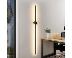 NETTLIFE Wandlamp LED - zwart - Warm wit Licht 3000K - draaibare - lange Ganglamp 100CM - modern Trappenhuislamp - voor Slaapkamer | Woonkamer | Hal | Studeerkamer | Keuken
