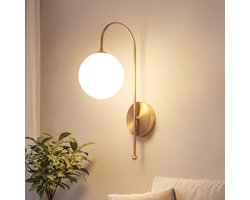 NETTLIFE Wandlelamp Goud - Grote Glazen Bol G9 - Ø47 cm - Tweezijdige Verlichting - Vintage Design - Metaal - voor Slaapkamer | Woonkamer | Hal | Badkamer | Hotel - zonder Lichtbron