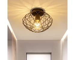 NETTLIFEPlafonnière E27 - Zwart - Eenvoudig te monteren - Ø 25cm - Industriële Ganglamp - Decoratieve Plafondlampen - Metaal - met UFO-design - voor Woonkamer | Keuken | Slaapkamer - excl. lichtbron