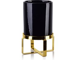 Neva Bloempot 13cm x h15.5cm goud zwart porselein