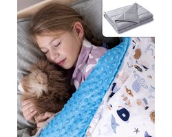 Nevali Verzwaringsdeken Kind Hoes - Duvet Cover Kids 100x150 cm - 4 Seizoenen - Blauw Minky Dot - Fleece Deken Kinderen en Baby