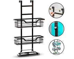 Nevana 3-laags Doucherek - Zonder boren - Doucherekje hangend - Douchemand - 31x12x60,5cm - 3 mandjes - Max. gewicht 30kg - Ophangsysteem - Badkamer - RVS - Zwart