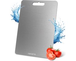 Nevana RVS Snijplank - Snijplankenset - Vaatwasserbestendig - Antibacteriëel - Serveerplank - Keukengerei - Met handvat - 39 x 28 cm