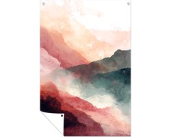 Nevelige berglagen – wanddecoratie buiten – Tuinposter – 60x90 cm