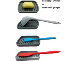 Nevi zwart silicone zeepbakje douche en wastafel - antislip zeepschaaltje voor zeepblok - modern & hygiënisch ontwerp