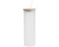 Nevolis® 600ml (20oz) Frosted Tumbler met Bamboe Deksel – Stijlvolle en Duurzame Drinkbeker