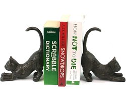 Nevolis Antique Style Cast Iron Bookends - Cat Lover - Book Lover - Pack of 2 .