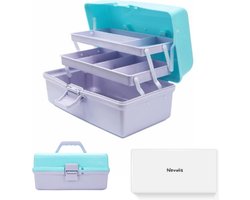 Nevolis® drielaagse multifunctionele opbergdoos organizer - 305cm - opvouwbare gereedschapskist - kunst & ambachten hoes - naaibenodigdheden organizer - medicijndoos - familie EHBO-doos - blauw paars Naaidoos opbergbox