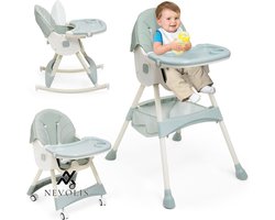 Nevolis Kinderstoel 3-in-1 verstelbare Wipstoeltje babyligstoelbaby Peuterstoeltje en Meegroeistoel in 1Groen Inklapbare Eetstoel met Afneembaar dienblad en 4 Wielen .