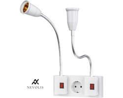 Nevolis Lamphouder met schakelaar en flexibele kabel voor LED E26/E27 gloeilamp AC 230V keukenlamp leeslamp wandlamp zonder gloeilamp 20cm .