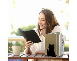 Nevolis Pair Metal Black Cat Bookends-Cute Cartoon Animal Kitten Non-slip-Thickening Iron Bookends-Desk Organizer-Holder for Kid Book-Shelves Divider-Library School Office-Home Decor .