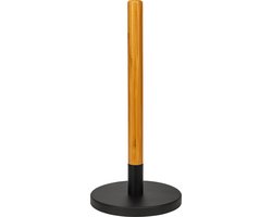 Nevor Keukenrolhouder - Staand - Metaal - Hout - Zwart