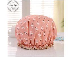 New Age Devi - Dikke 1Stuks Douche muts - Shower Cap - Flamingo Orange - Oranje - Waterdicht - BadMuts - Dubbele Laag - Douchemuts Haar Cover Bedekking - Vrouwen Benodigdheden DoucheCap Badkamer Accessoires