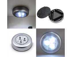 New Age Devi - Luxe Zilveren Heble® LED Druklampen Set - 6 Stuks | Zonder Stopcontact | 3 LED per Mini Spot Lamp | Push Light | Voorraadkasten, Auto's & Boten