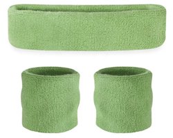 New Age Devi - Zweetband Set - 3-Delig - Hoofd- Polsbandjes - Mosgroen