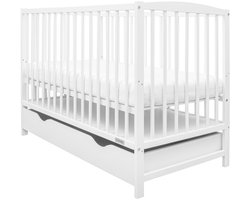 New Baby - Babybedje - Wit Houten - Met Lade - Veiligheid - Comfortabel - Spijlen - Opbergruimte - Modern - Kinderen