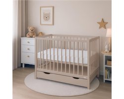 New Baby BASIC ledikant 120x60 cm met lade cashmere - Babybed