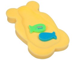 New Baby - Foam Badmat - Beer Vorm - Geel - Comfortabele Ondersteuning - Ondersteunend - Bad Essentials - Babybadaccessoires - Antislip - Zacht Foam