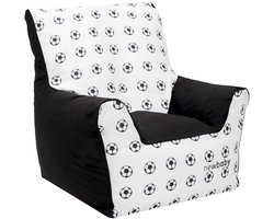 New Baby - Kinderfauteuil - Zwart-wit ontwerp - Voetbaldessin - Gevuld met ballen - Speelgoedstoel - Kindersofa - Peuterfauteuil - Jongenskamer - Kindermeubilair