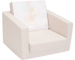 New Baby - Kinderstoel - Beige - Olifantenrugkussen - Comfortabel - Peuterstoel - Kindermeubilair - Kinderzitje - Zithoek - Veiligheidsstoel