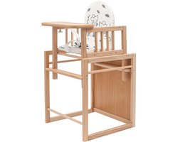 New Baby - Kinderstoel Jerry - Houten Hoge Stoel - 2-in-1 Kinderstoel en Tafel - Beukenhout - Veilig en Multifunctioneel Babymeubel