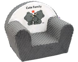 New Baby - Kinderstoeltje - Grijze Minky - Cute Family - Zacht - Afneembare Hoes - Speelse Illustratie - Comfortabel - Kindermobiel - Kinderkamerdecoratie