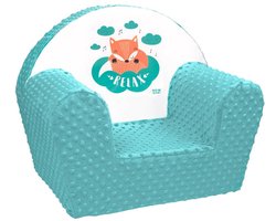 New Baby - Kinderstoeltje - Minky stof - Mintgroen - Schattige vos - Comfortabel - Babymeubilair - Peutersofa - Kinder fauteuil - Speelstoel - Relaxstoel