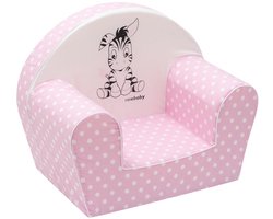 NEW BABY - Krukje - Kinderstoel roze katoen met zebra print - Babystoel - Peuterstool - Zitmeubel - Speelstoel - Kindermeubel