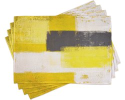 New Bed Abstract Grunge penseelstreken Set van 4 Placemat voor Eettafel, Wasbare Stof met Antislip Achterkant