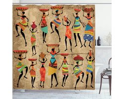 New Bed, Afrikaans Vrouw Silhouetten Douchegordijn Badkamer Decor Set met Haakjes, 180 cm B 200 cm L