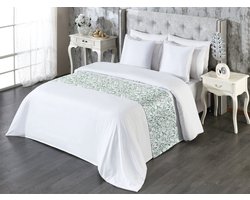 New Bed Bedloper, Blad Fijne takken herhalendecoratieve accentbedsjaal voor hotels, huizen en gastenkamers - Fijne Takken - Groen - 50 x 224 cm