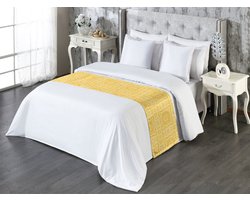 New Bed Bedloper, Gele mandala Paisleysdecoratieve accentbedsjaal voor hotels, huizen en gastenkamers- Gele Mandala Paisley - 50 x 224 cm