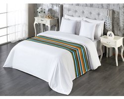 New Bed Bedloper, Gestreept Sierlijke Horizontale Lijnendecoratieve accentbedsjaal voor hotels, huizen en gastenkamers - Multicolor - 50 x 265 cm